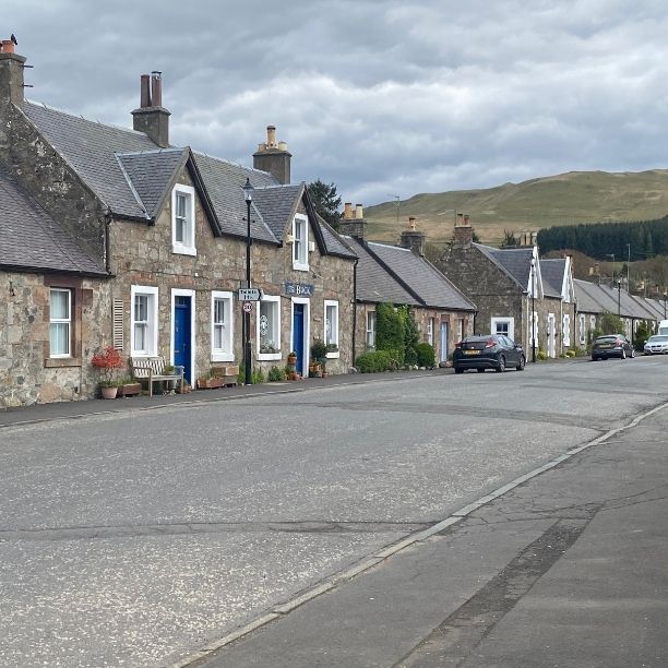 Row of stone cottages in Straiton village.