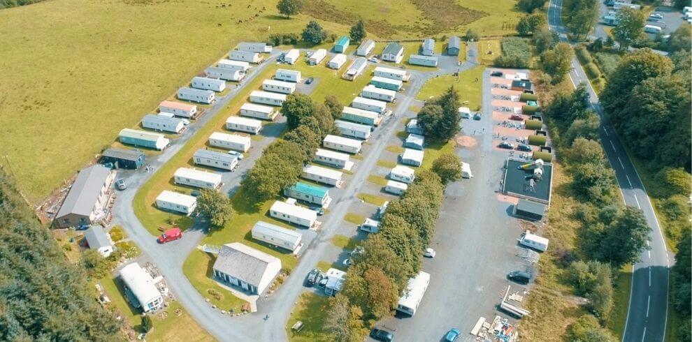 Aerial view of caravan park