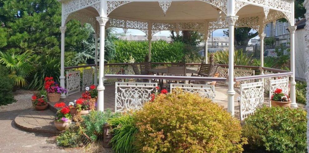 a bandstand in the gardens