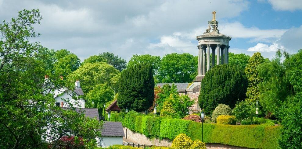 Burns monument with gardens