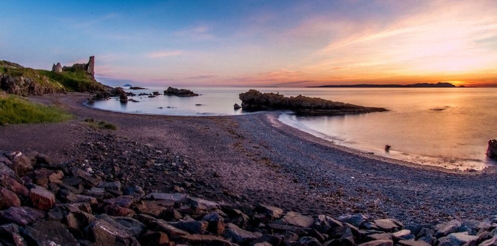 Dunure beach with castle in background