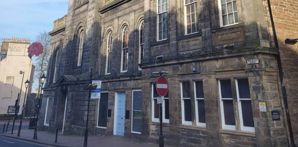 Sandstone exterior of Ayr Town Hall.