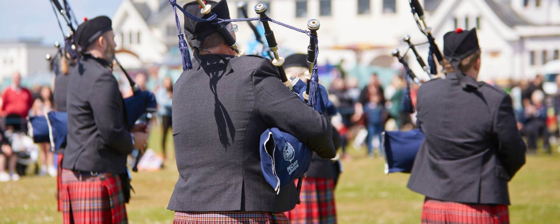 Pipers playing bagpipes.