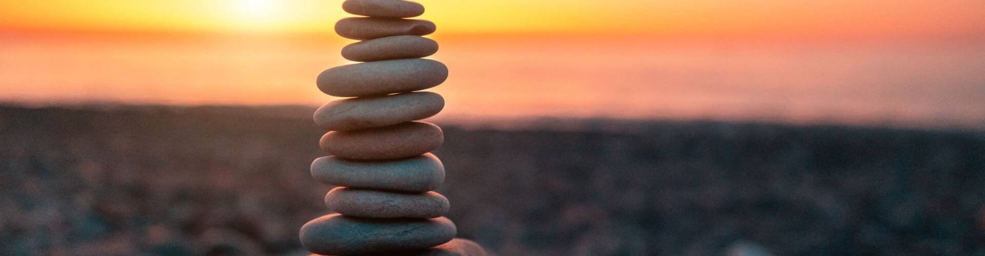 stones and a sunset