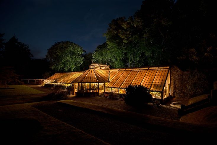 the glasshouse in the evening