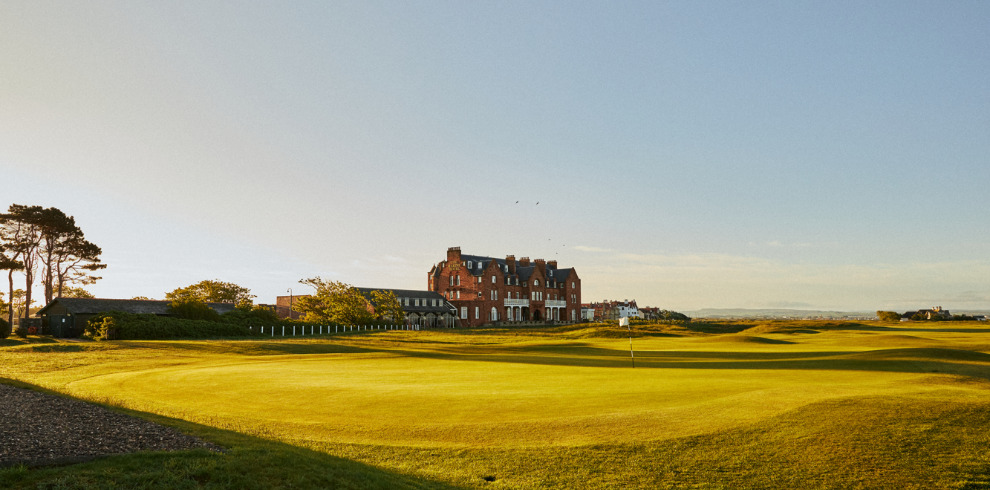 Golf course with views to hotel.