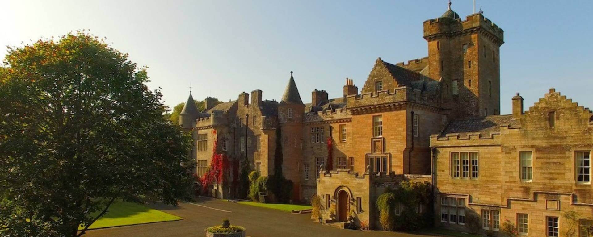 Spectacular exterior of the historic Glenapp Castle.