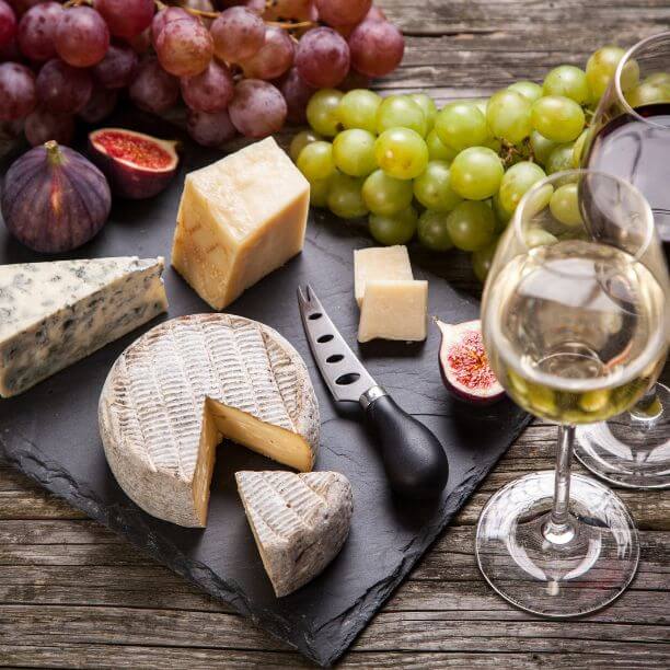 Cheese and wine platter