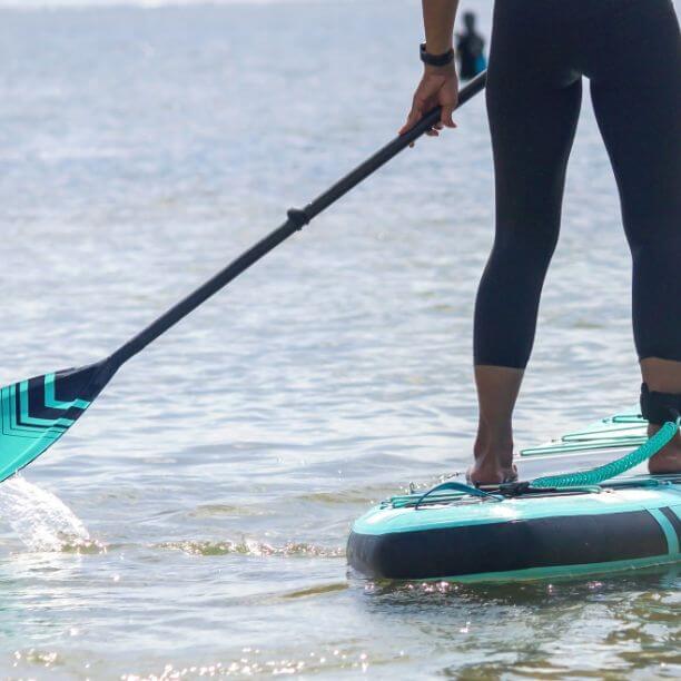 A person paddle boarding.