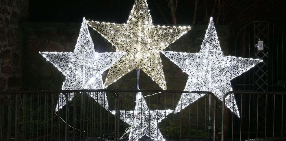 Festive stars lit up