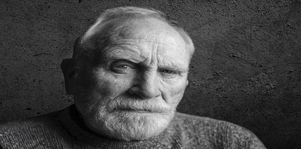 A black and white picture of James Cosmo.