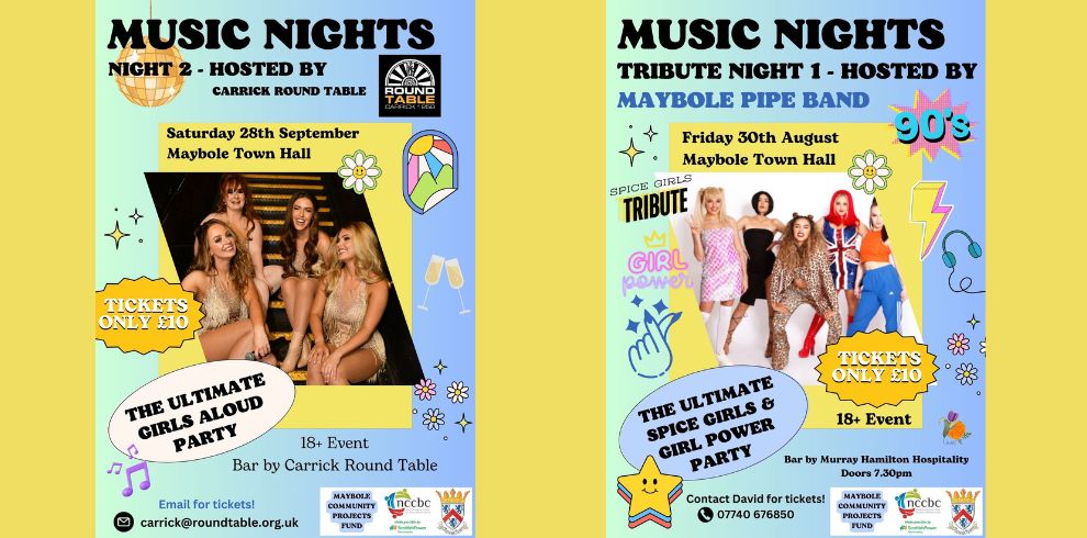 Tribute Night with Girls Aloud and The Spice Girls at Maybole Town Hall.