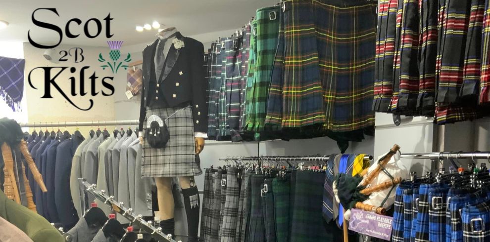 A picture of a rail of kilts.