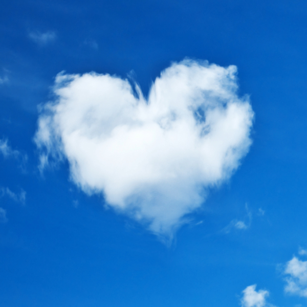 Cloud love heart in a blue sky.