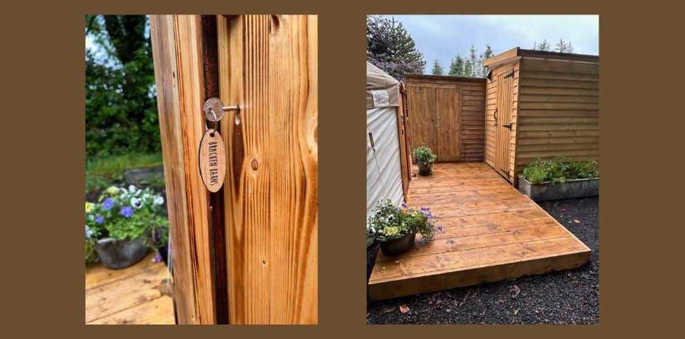 An image of the exterior of a glamping yurt.