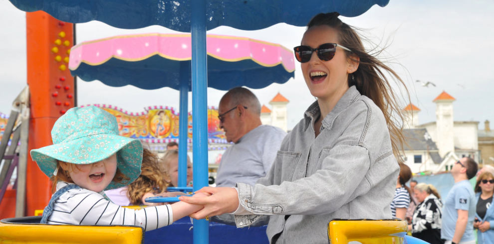 Woman and child on a fairground