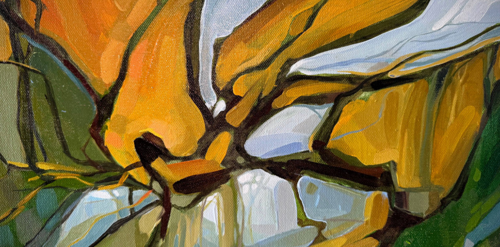 Bright and colourful orange and green artwork