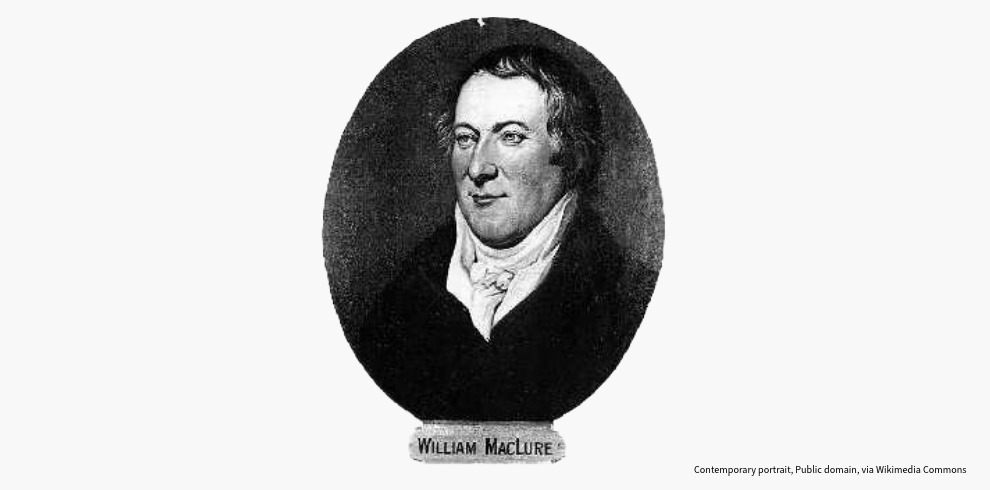 Black and white portrait of William Maclure