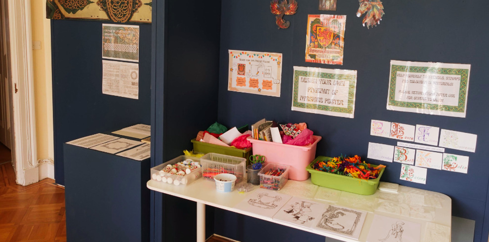 Activities laid out on a table and display boards
