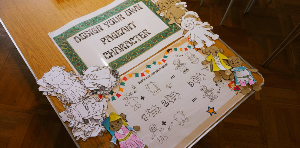 Colouring in activities on a table