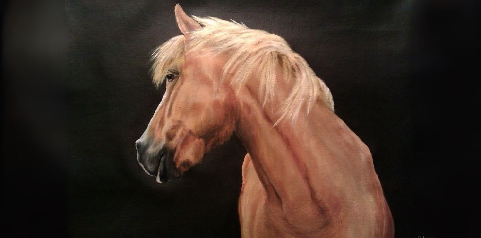An artists image of a palamino horse.