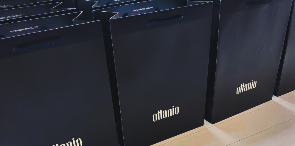 Black gift bag with shop branding