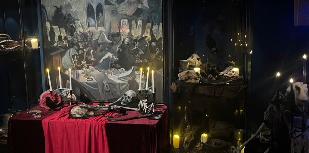 Spooky table set with candles