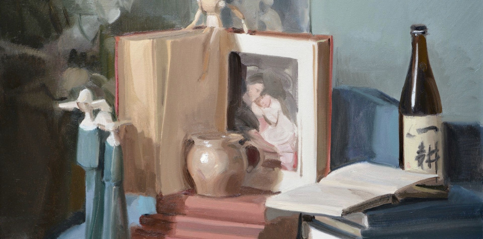 Open book painting by Ewan McClure