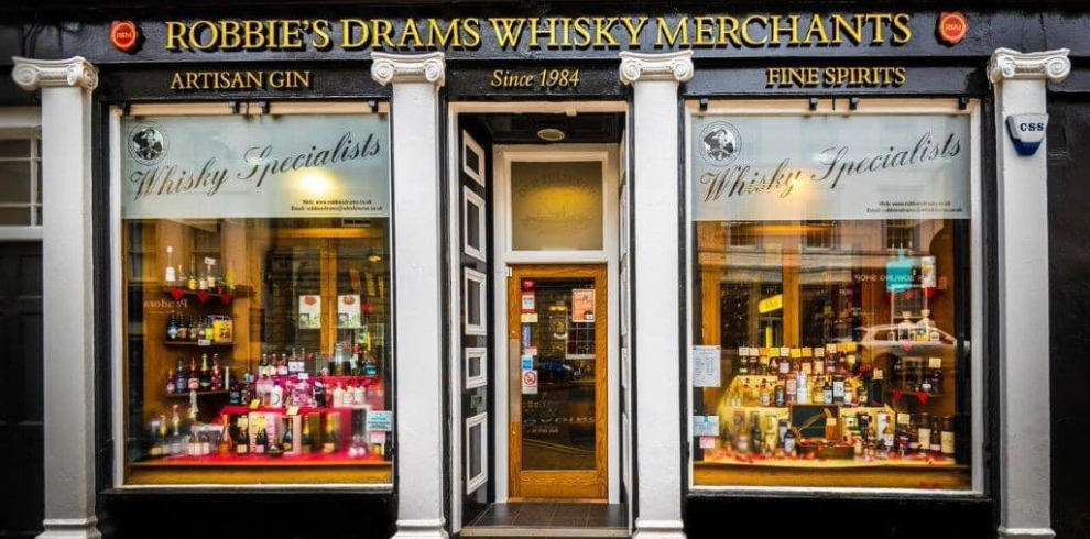 Shop windows filled with goods.