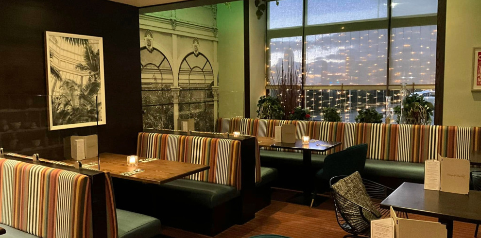 Comfortable seating area in a restaurant.