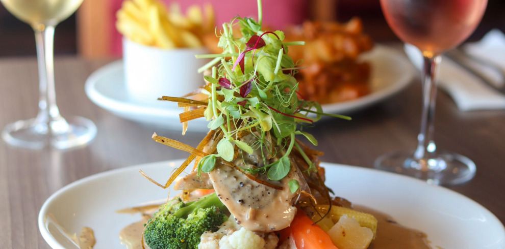 Plate of delicious looking food.