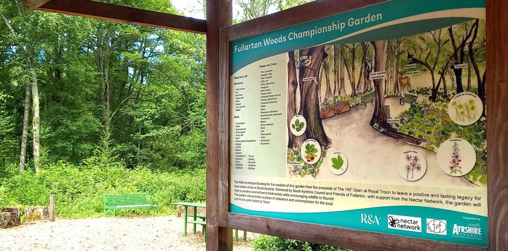 Park sign with map and key.