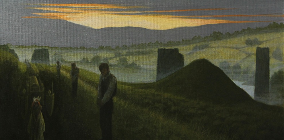 West Coast Canvas Exhibition and Workshops 1 Dark painting of a funeral procession.