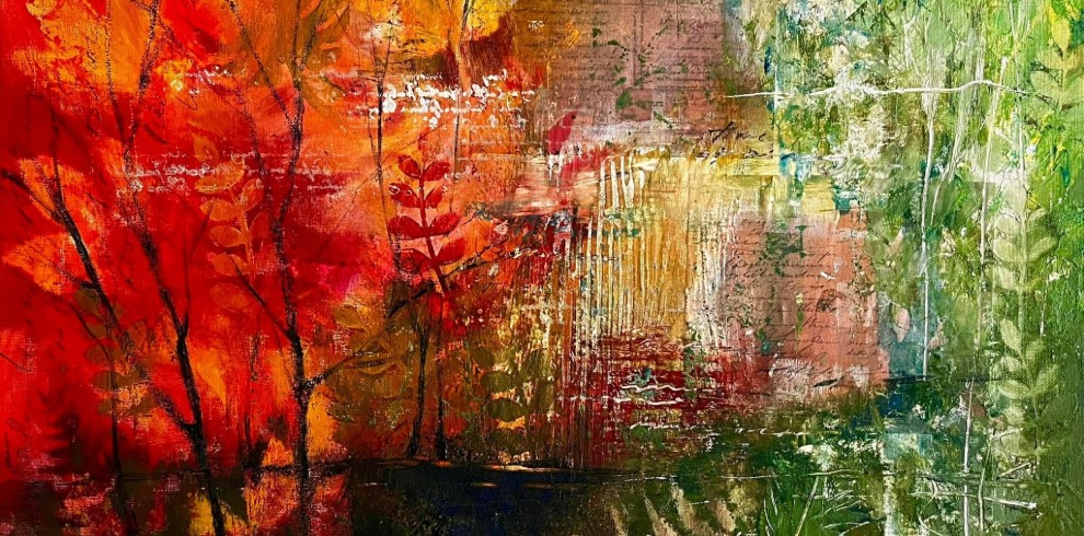 West Coast Canvas Exhibition and Workshops 5 Painting with bright colours.