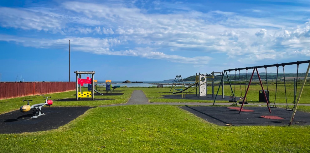 Children's outdoor play park on a bright sunny day.