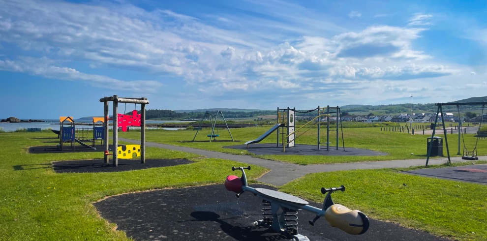 Children's outdoor play park on a bright sunny day.