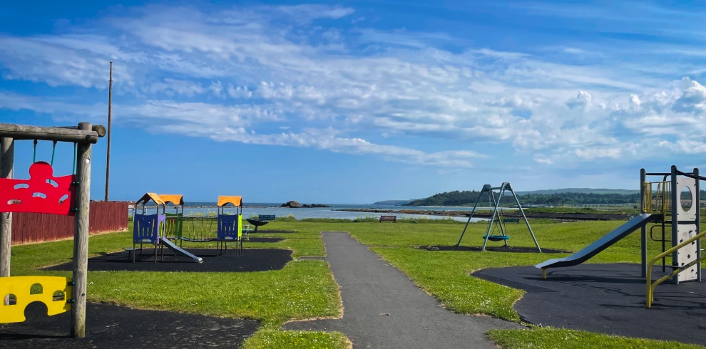 Children's outdoor play park on a bright sunny day.