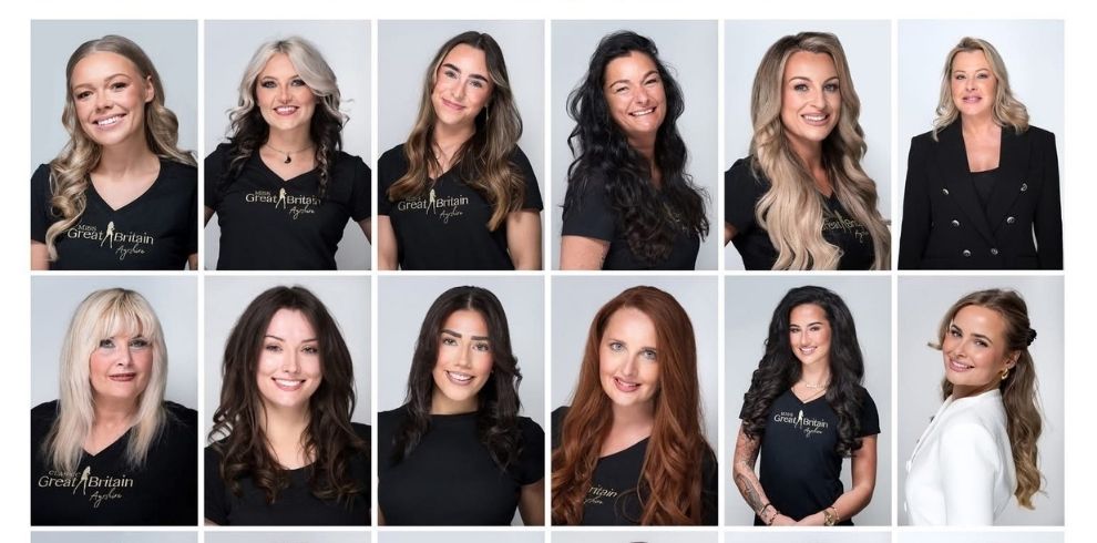 An image of several photographs of finalists in the Miss Great Britain regional heat.