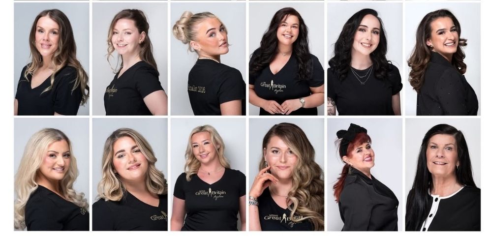 An image of several photographs of finalists in the Miss Great Britain regional heat.