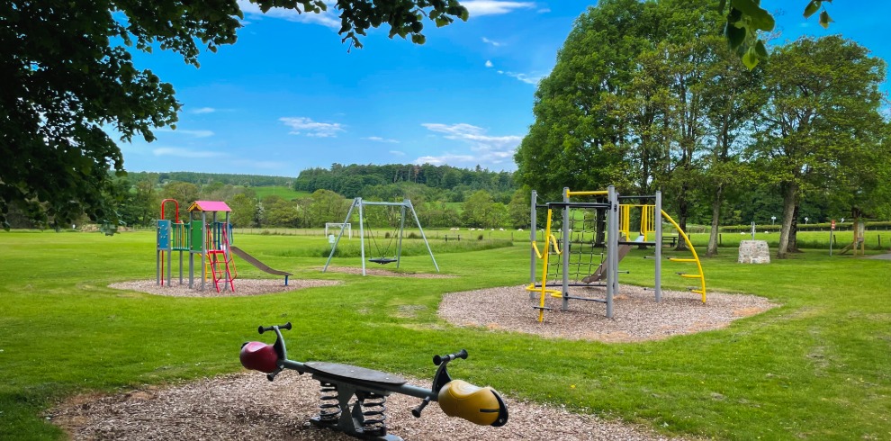 Children's outdoor play park on a bright sunny day.