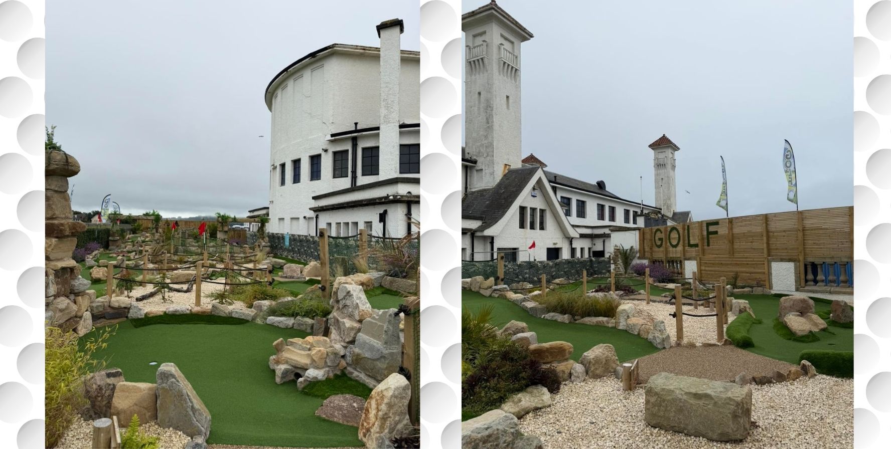 Images out an outdoor golf course.
