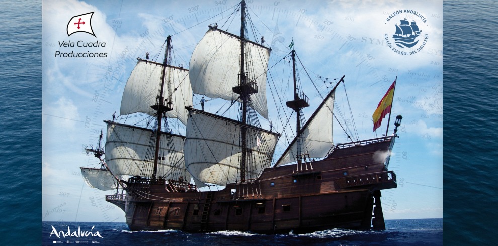 Replica of a 17th Century Spanish Galeon on the sea.