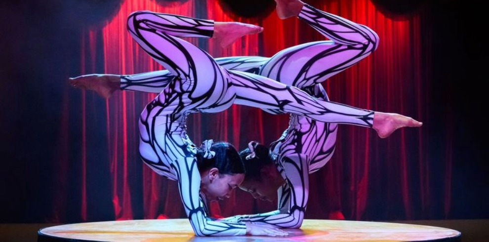 Circus acrobats posing.