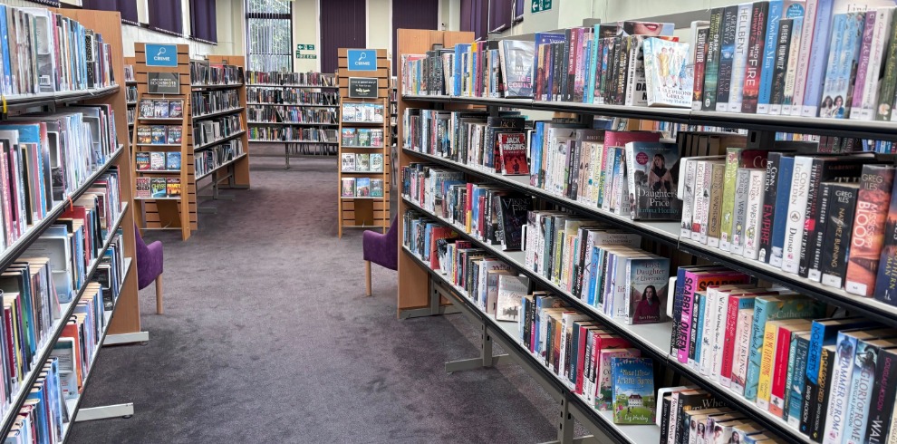 Rows of books shelves