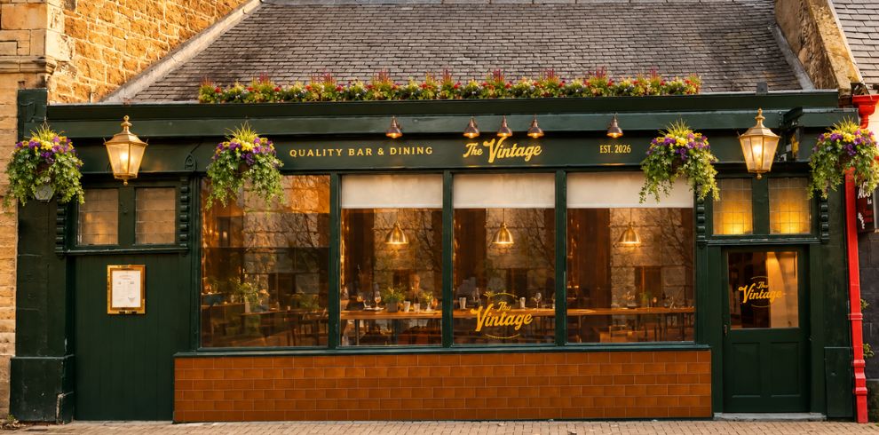 The exterior of a restaurant.