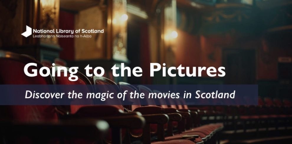 Cinema seats with that text saying going to the Pictures, the magic of movies in Scotland.