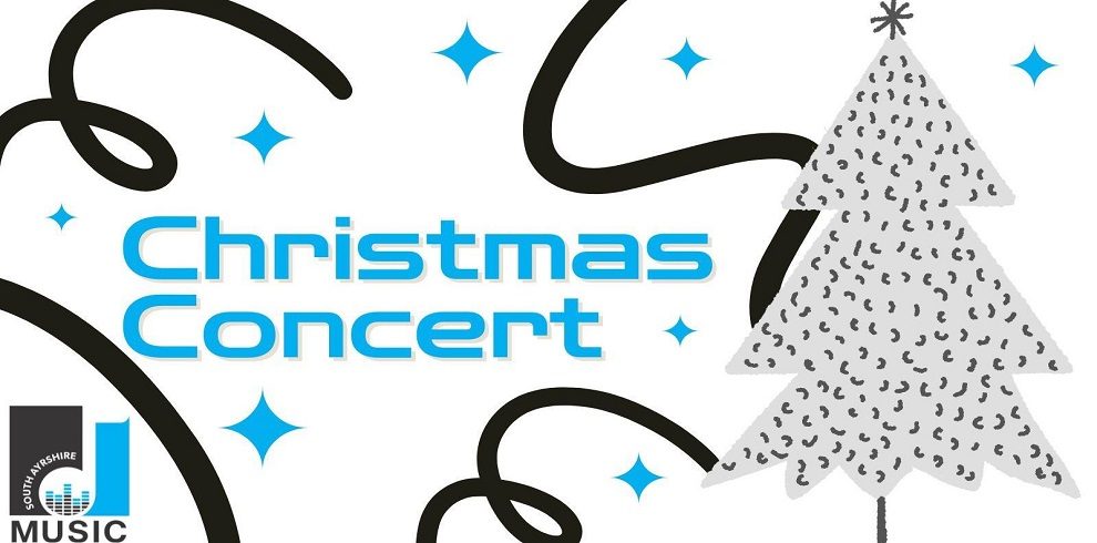 Christmas themed image with a Christmas Tree and stars with the title Christmas Concert.