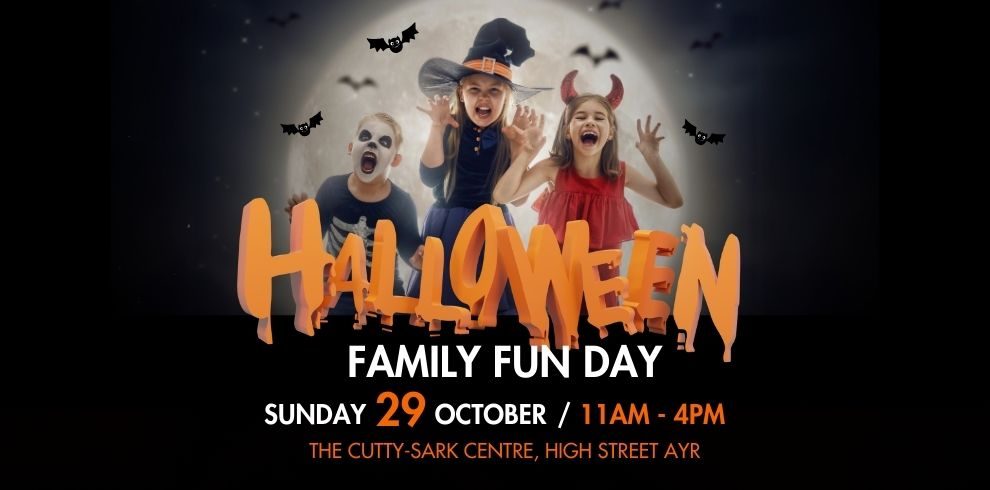 Halloween Family Fun Day at The Cutty-Sark Centre. Children making scary faces.